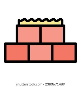 Construyendo vector de contorno de icono de pared. Herramienta de mezcla. Color plano de la construcción de cemento