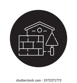 Building walls at home black glyph icon. Pictogram for web page, mobile app, promo. UI UX GUI design element. Editable stroke.