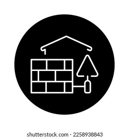 Building walls at home black line icon. Building construction. Pictogram for web page.