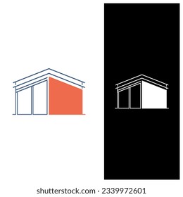 building, building, warehouse flat logo icon