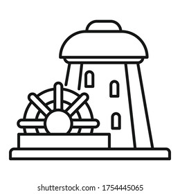 Building water mill icon. Outline building water mill vector icon for web design isolated on white background