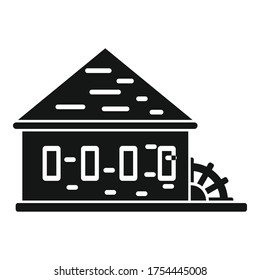 Bau einer Wassermühle-Ikone. Einfache Illustration des Baus einer Wassermühle, Vektorsymbol für Webdesign einzeln auf weißem Hintergrund