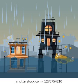 building in water vector illustration 