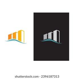 logo del vector de ola de agua de construcción