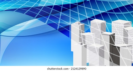 Building wave blue three-dimensional background 