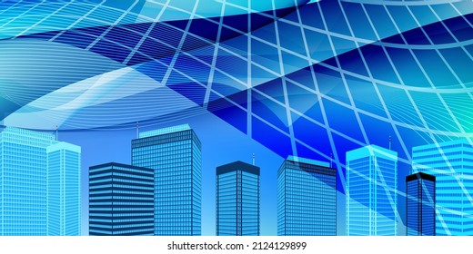 Building wave blue three-dimensional background 