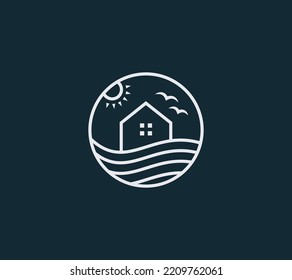 Building wave logo and business card. Creative home cleaning logo designs concept.