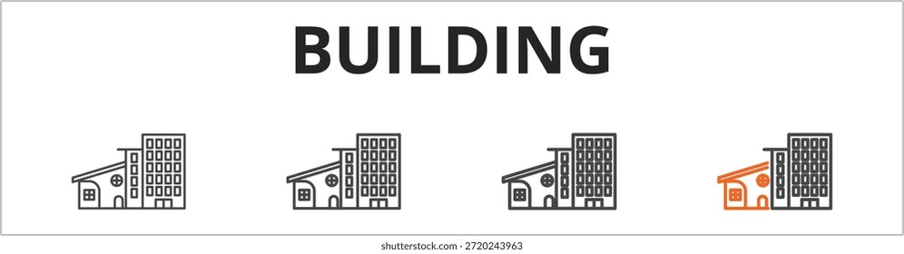 Concepto de Ilustraciones vectoriales multiestilo de contorno de conjunto de iconos de Anuncio de Web de construcción