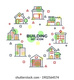 Building web icon set. Simple Building icons collection vector illustration.