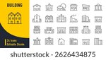 Building web icons in line style. Hotel, hospital, apartament, city, town house, mall, coffee, collection. Vector illustration.	