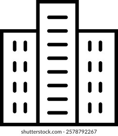 Building web icons in line style. Business buildings, Hotel, hospital, apartament, city, town house. Editable stroke width
