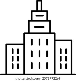 Building web icons in line style. Business buildings, Hotel, hospital, apartament, city, town house. Editable stroke width
