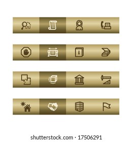 Construyendo iconos web en la barra de bronce. El archivo vector tiene capas, se incluyen todos los iconos de dos versiones.