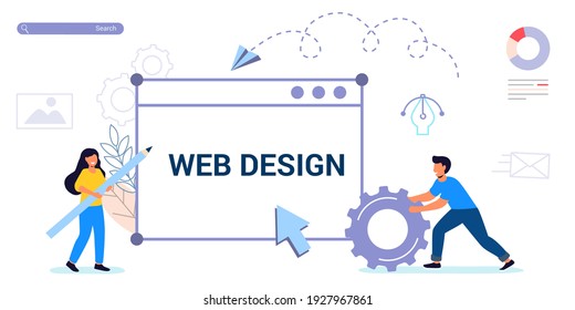 Building website project as programming homepage process Tiny person Modern vector illustration concepts for website and mobile website development Search information online in internet websites