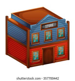 Building from the Wild West. Store. A vector illustration of old western town