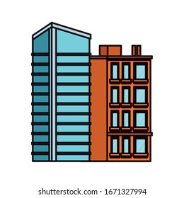 building with windows isolated icon vector illustration design