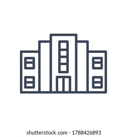 Edificio con ventanas estilo línea diseño de iconos, arquitectura de la ciudad urbano moderno centro urbano contemporáneo metrópolis exterior y tema de construcción Ilustración vectorial