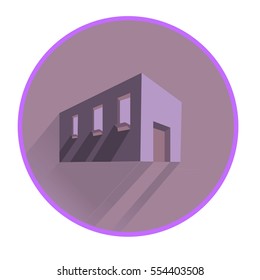 Building with Windows on the round background. Vector