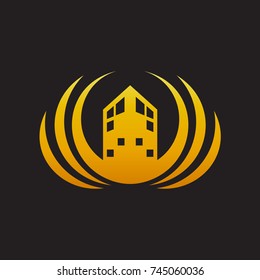 Building With Wing Logo Template,
