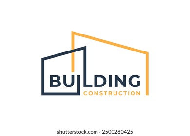 Building with word mark logo design combination