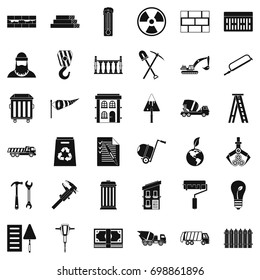 Building work icons set. Simple style of 36 building work vector icons for web isolated on white background