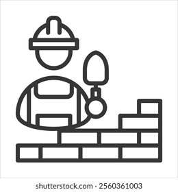 Building Work Outline Icon Vector Illustration