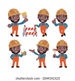 Building worker with different poses