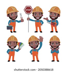 Building worker with different poses