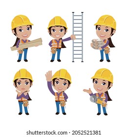 Building worker with different poses