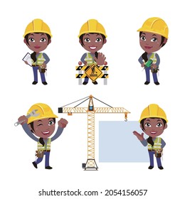 Building worker with different poses
