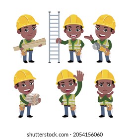 Building worker with different poses
