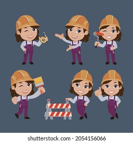 Building worker with different poses