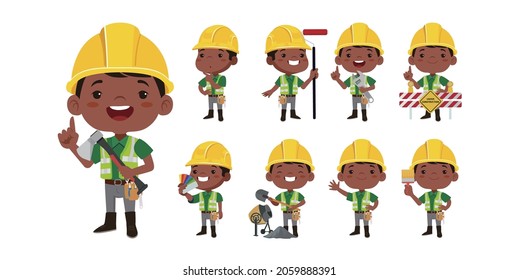 Building worker with different poses