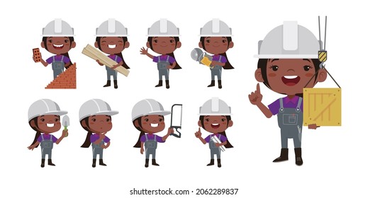 Building worker with different poses