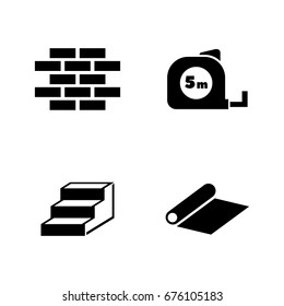 Building works. Simple Related Vector Icons Set for Video, Mobile Apps, Web Sites, Print Projects and Your Design. Black Flat Illustration on White Background.