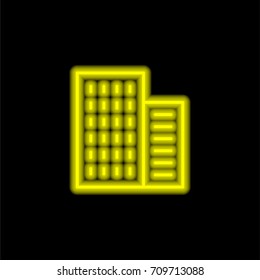 Building yellow glowing neon ui ux icon. Glowing sign logo vector