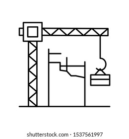 Building zone line icon, outline vector sign, linear style pictogram isolated on white. Symbol, logo illustration. Editable stroke. Pixel perfect vector graphics