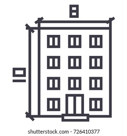 building,architecture project vector line icon, sign, illustration on background, editable strokes