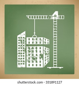 Building,construction design on blackboard background,vector