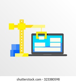 Building/Designing a website or application. Flat style vector modern design