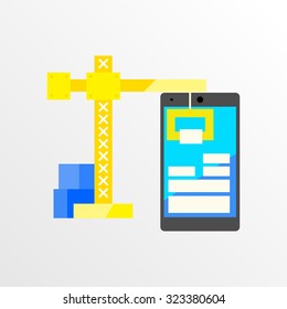 Building/Designing a website or application. Flat style vector modern design