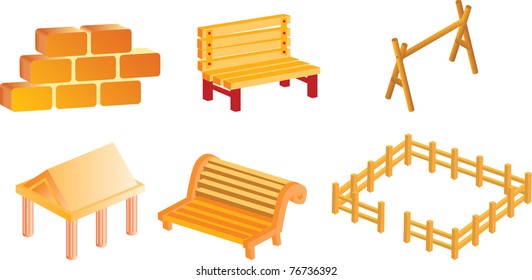 Buildings - 2. set of buildings,fence and bench for your icons
