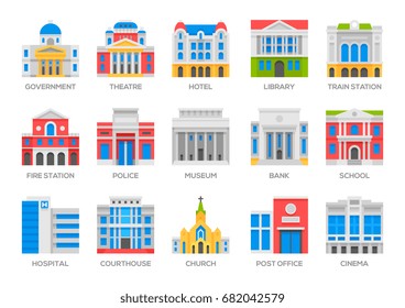 buildings architecture flat icons