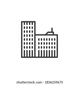 Buildings architecture line icon. linear style sign for mobile concept and web design. Skyline, business office outline vector icon. Symbol, logo illustration. Vector graphics