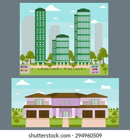 Buildings background image design for illustration, postcards, posters, labels, signs and other advertisement and design needs. 