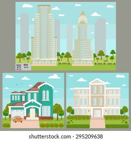 Buildings background image design for illustration, postcards, posters, labels, signs and other advertisement and design needs. 