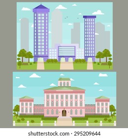 Buildings background image design for illustration, postcards, posters, labels, signs and other advertisement and design needs. 
