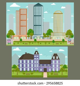 Buildings background image design for illustration, postcards, posters, labels, signs and other advertisement and design needs. 