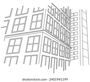 Buildings as a background in outline and vector.