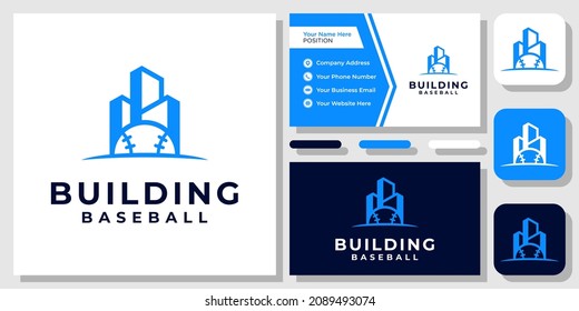 Buildings Ball Baseball Apartment Sport Field Architecture Logo Design With Business Card Template